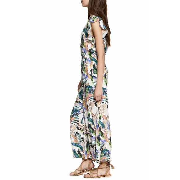 Sanctuary Jumpsuit Womens Tropical Wide‎ Leg Tie Back Short Sleeve sz Large NEW - Picture 13 of 13